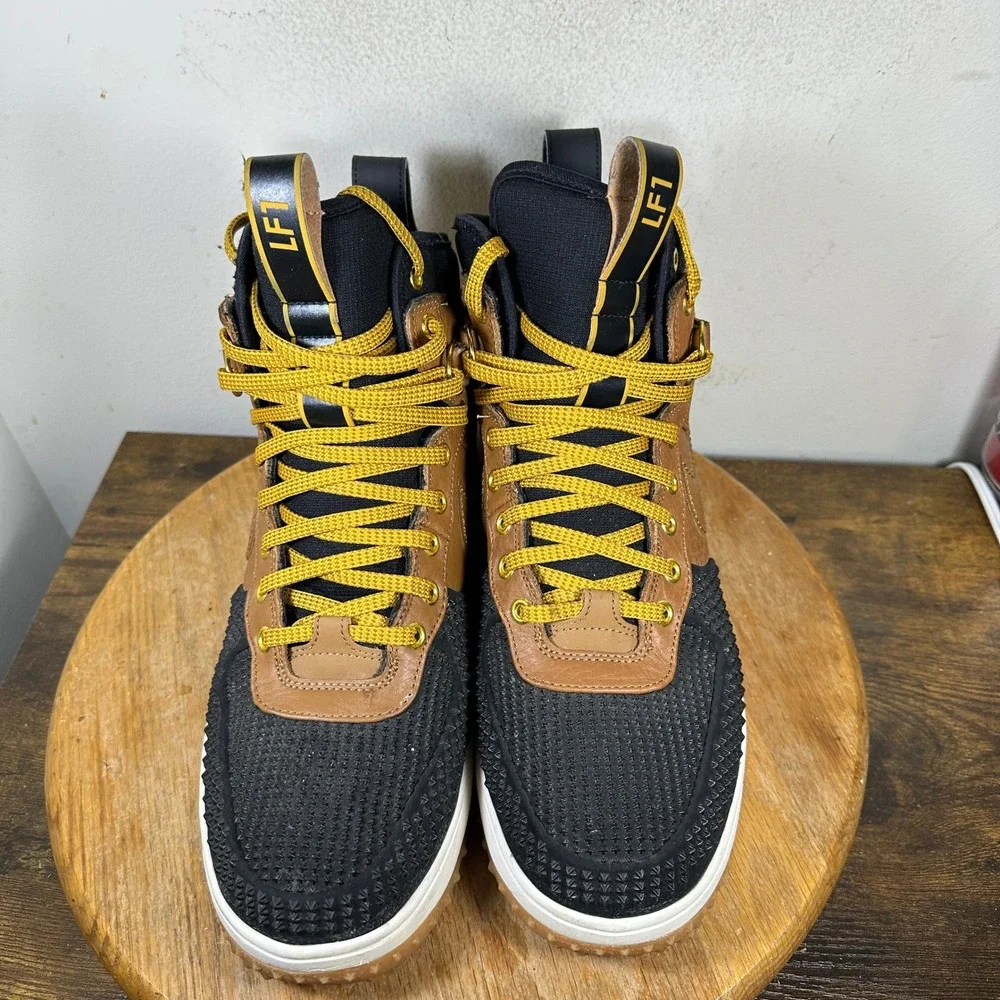 Nike Lunar Force 1 Duckboot Ale Brown Black Gold 805899-202 Mens 11 High Top